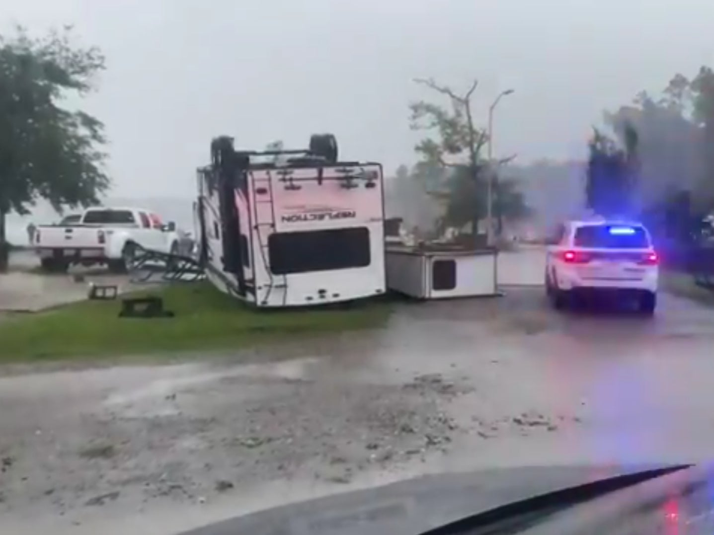 Trailers and vehicles flipped as storm Elsa hit Georgia and Florida