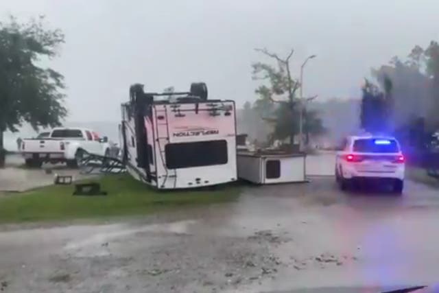 <p>Trailers and vehicles flipped as storm Elsa hit Georgia and Florida</p>