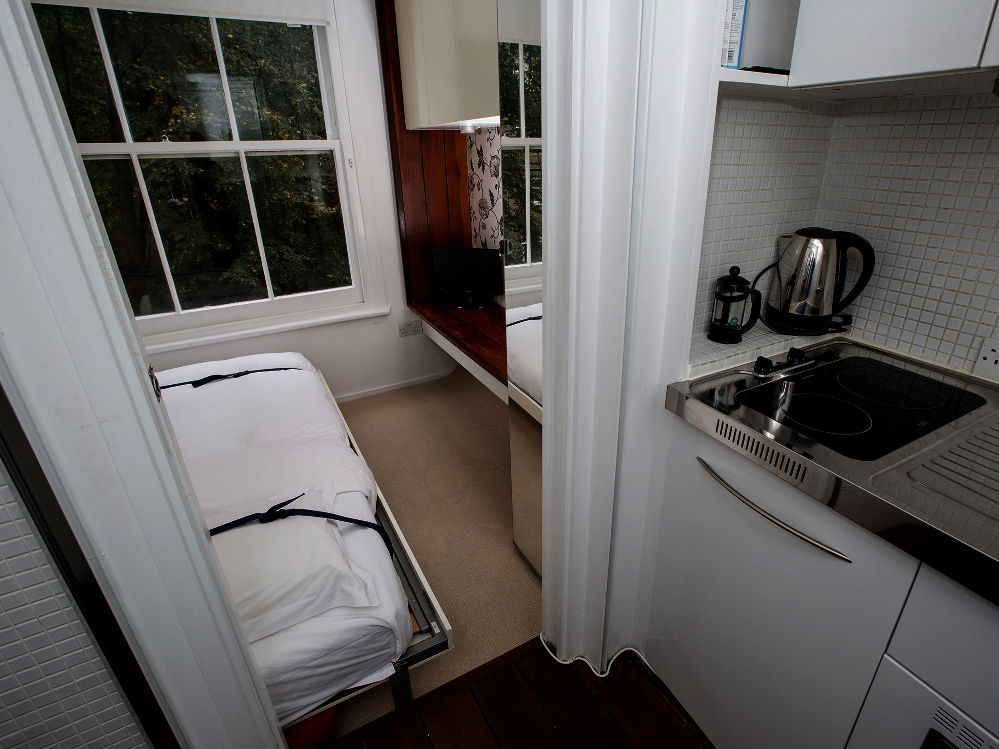 London, in particular, is famed for its expensive, often poor rental accommodation. Pictured here is a cupboard that has been turned into a studio flat in the city