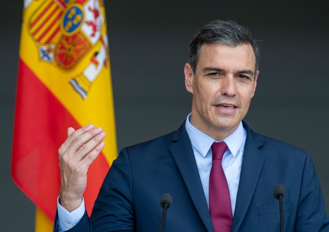 <p>Spain's Prime Minister Pedro Sanchez answers questions during a meeting with the press</p>