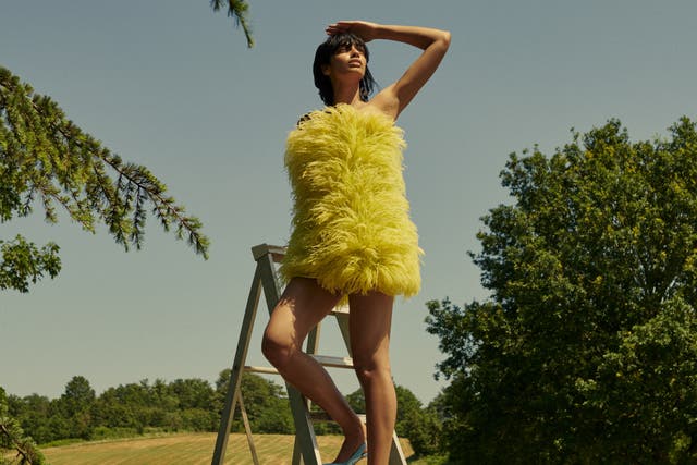 <p>The Attico Feather Dress, available from £91 for a four-day rental at MWHQ at Harrods</p>