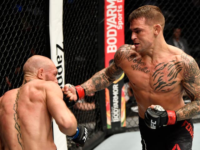 <p>Dustin Poirier knocked out Conor McGregor in January</p>