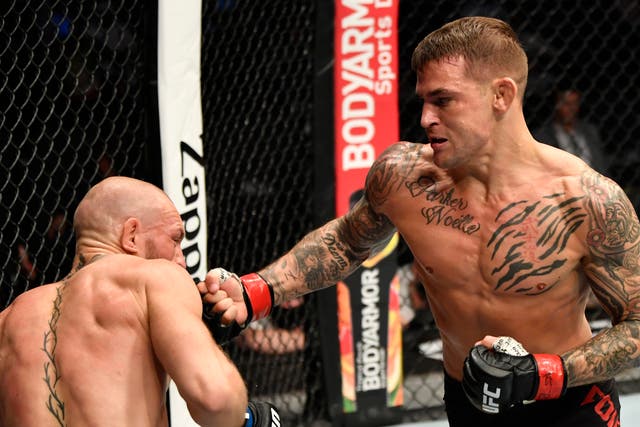 <p>Dustin Poirier knocked out Conor McGregor in January</p>