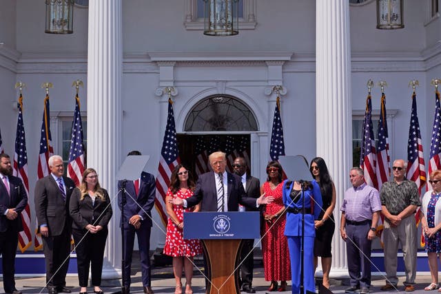 <p>Donald Trump announces his lawsuit against Big Tech companies while surrounded by his new legal team, at his golf club in Bedminster, New Jersey</p>