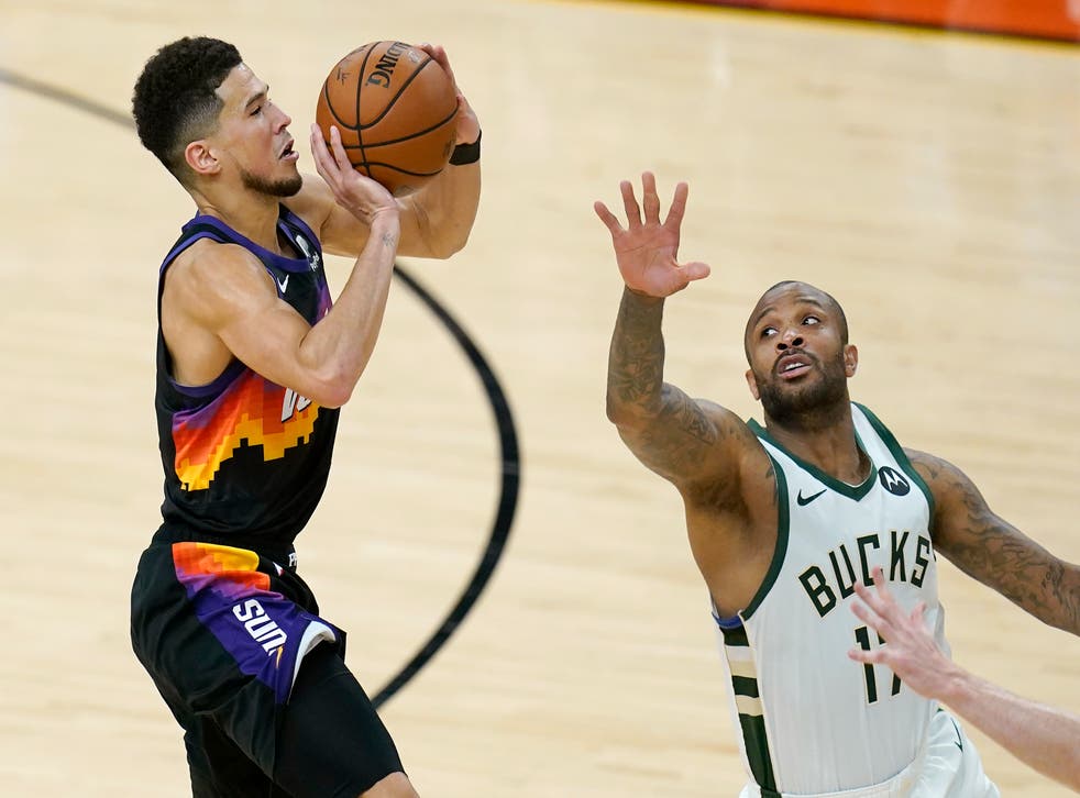 Devin Booker helps Phoenix Suns to 2-0 lead over Milwaukee Bucks | The  Independent