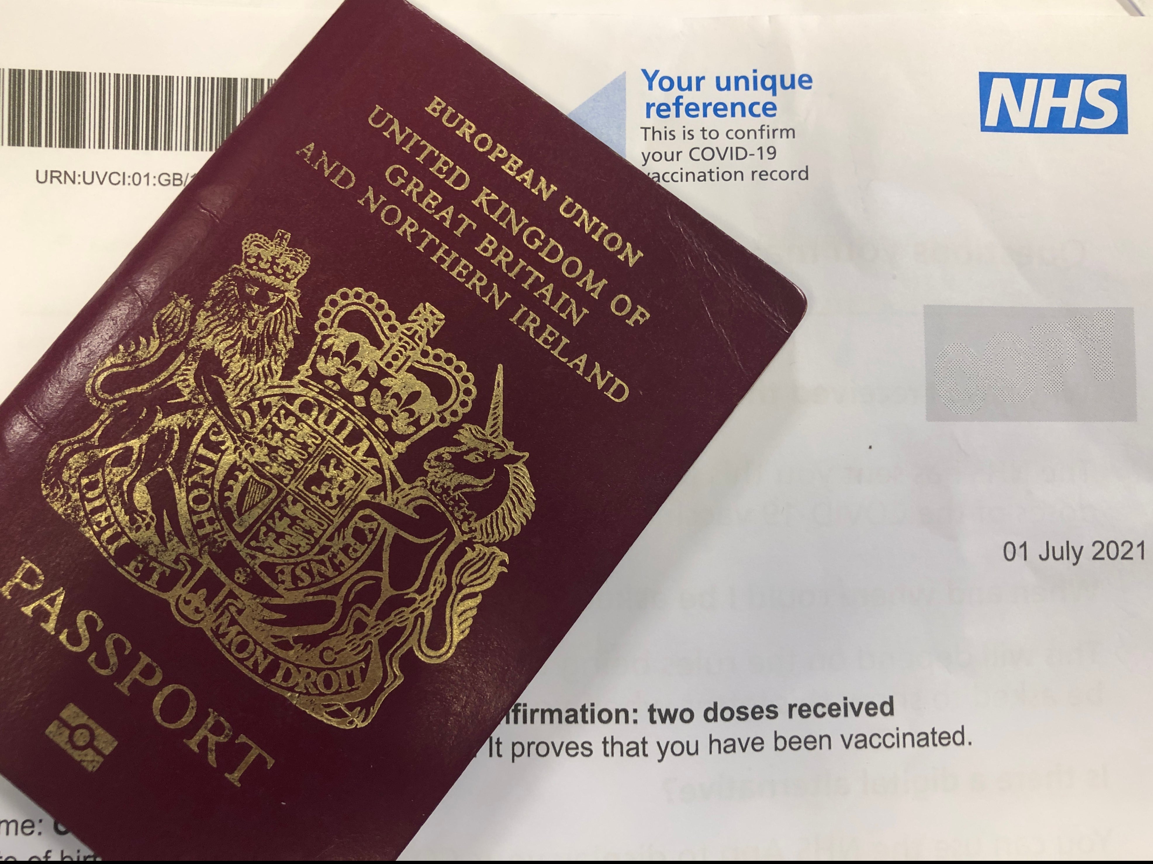 Going places? NHS Covid certification letter