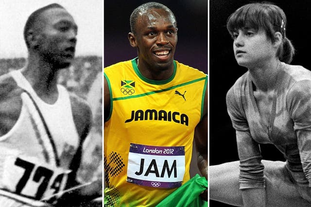 <p>Jesse Owens, Usain Bolt and Nadia Comaneci</p>