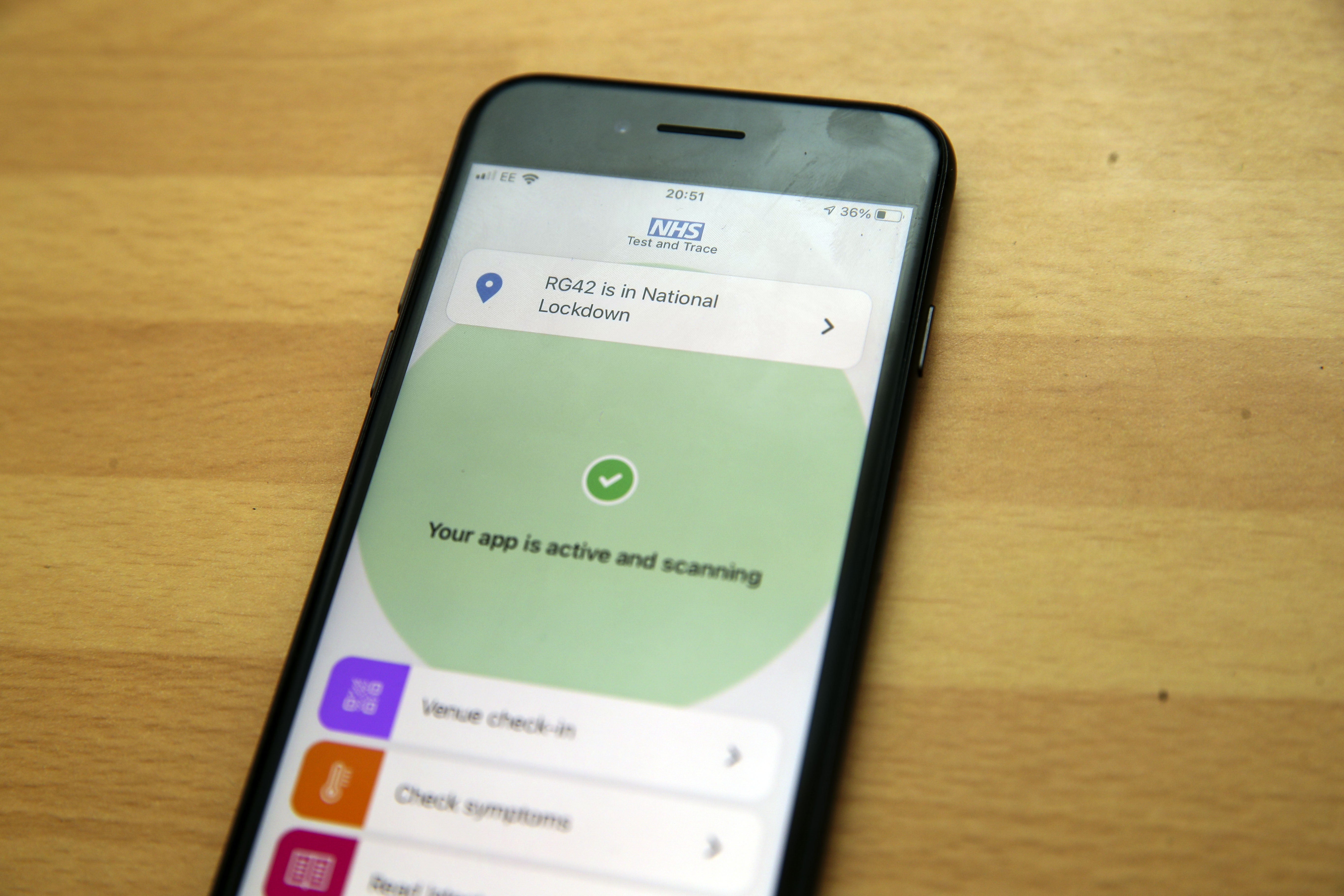 The NHS app on a smartphone