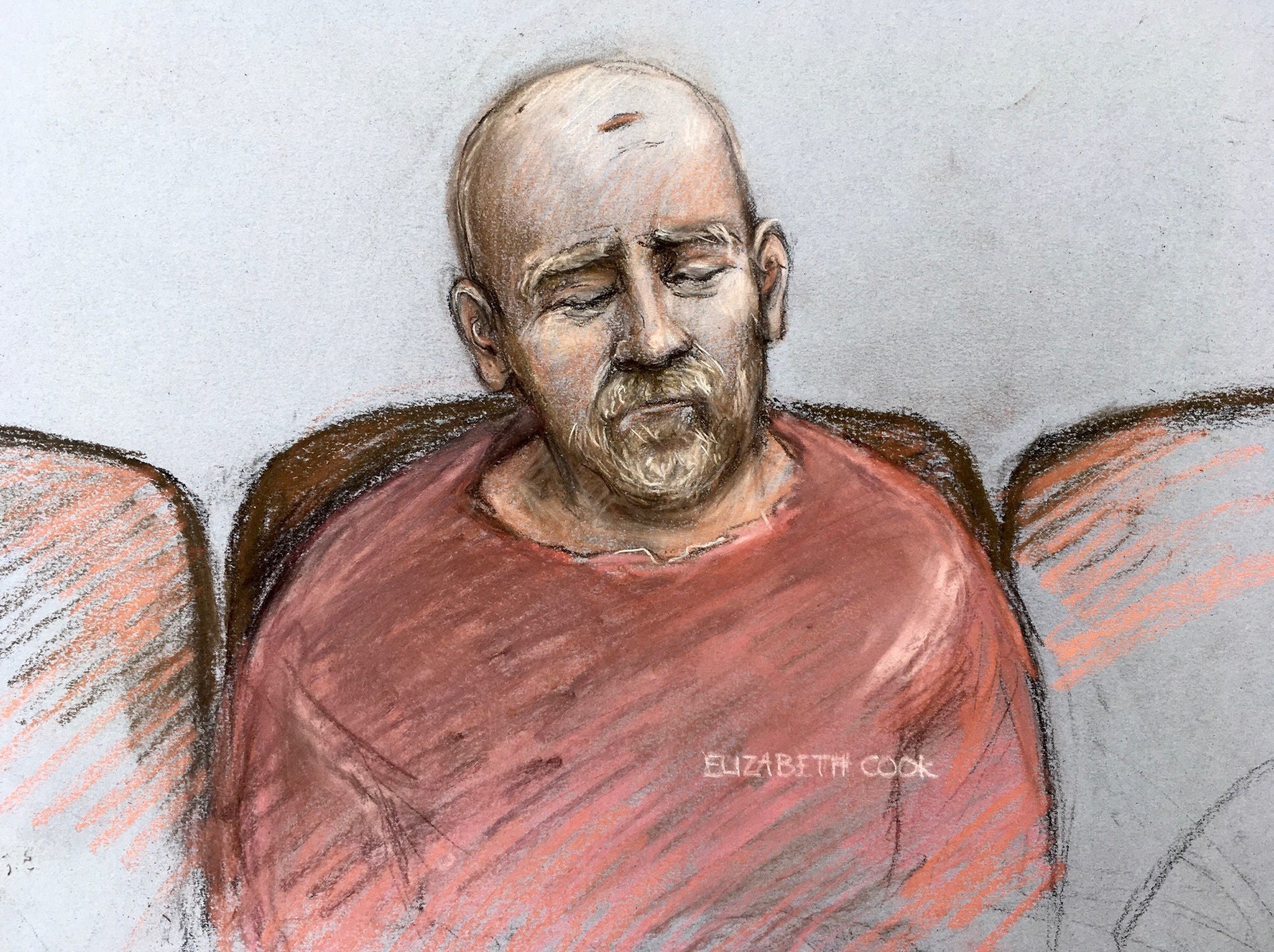 A court artist sketch Wayne Couzens pleading guilty to killing Sarah Everard
