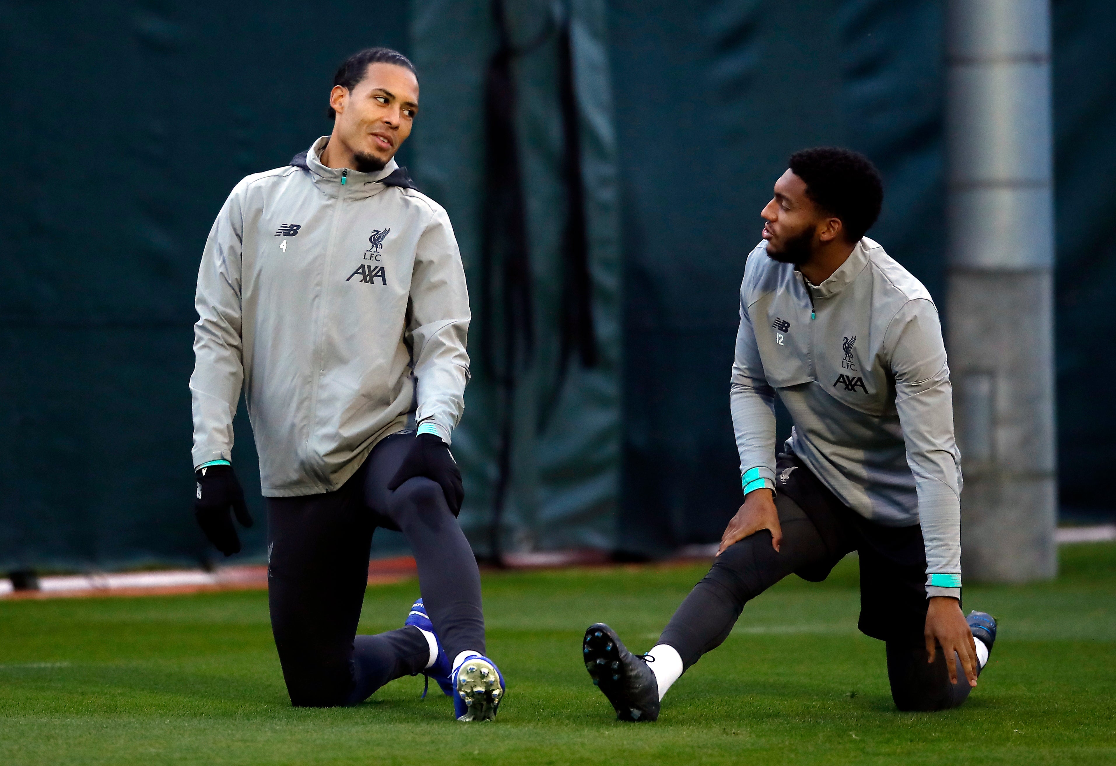 Liverpool's Virgil Van Dijk (left) and Joe Gomez during a training session