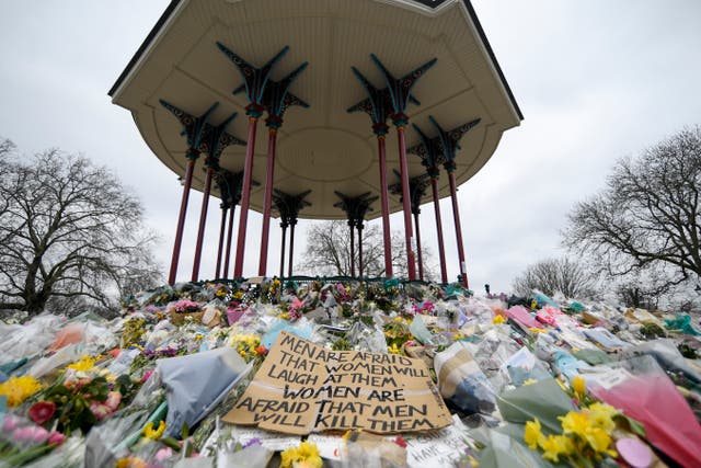 <p>Tributes laid for Sarah Everard at the bandstand on Clapham Common </p>