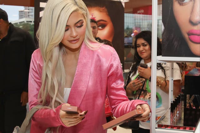 <p>Kylie Jenner at a Kylie Cosmetics product launch in 2018</p>