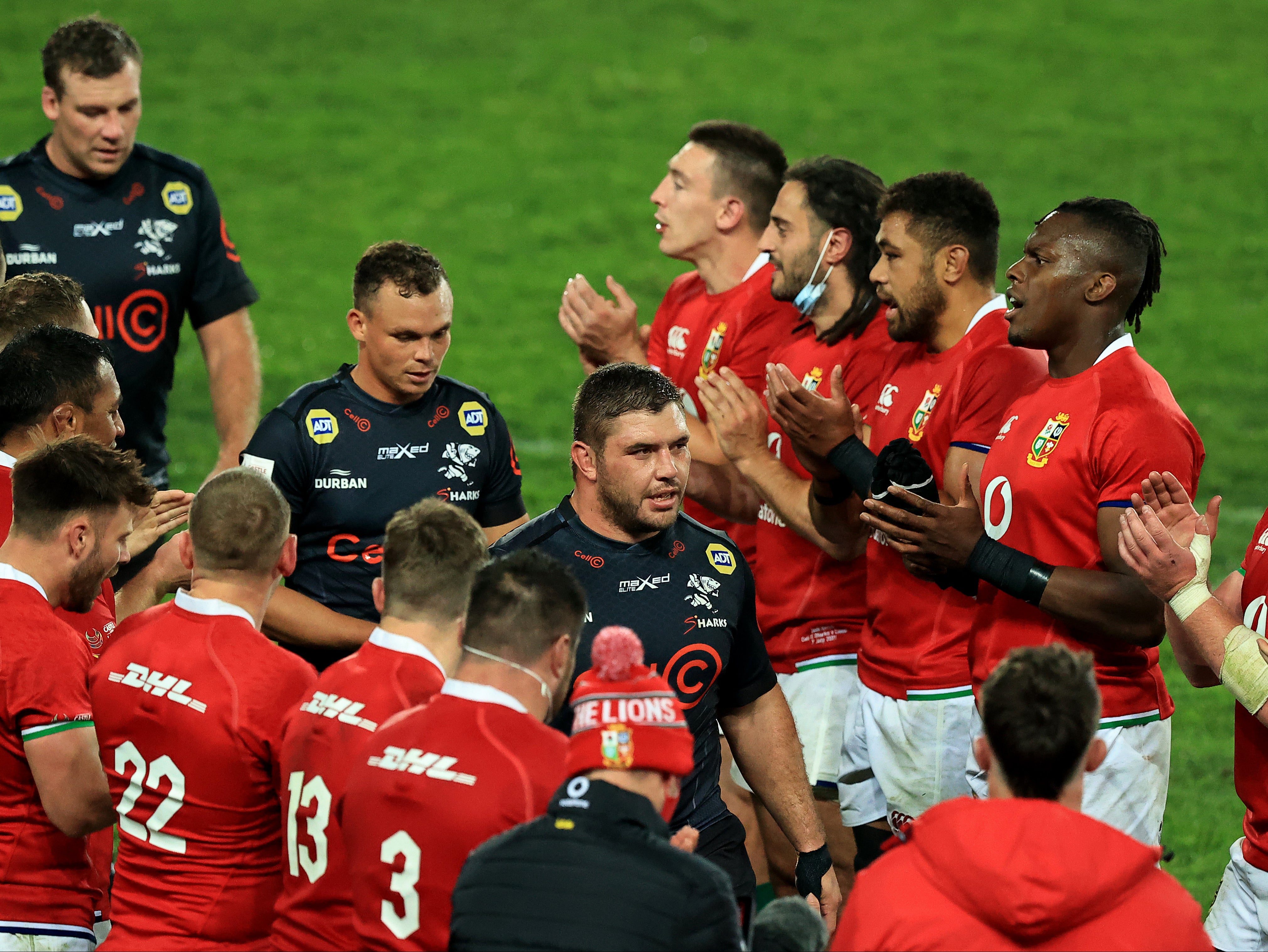 The Lions applaud Sharks players