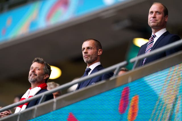 <p>UEFA president Aleksander Ceferin, centre, says he is against a repeat of a Euros spread across the continent</p>