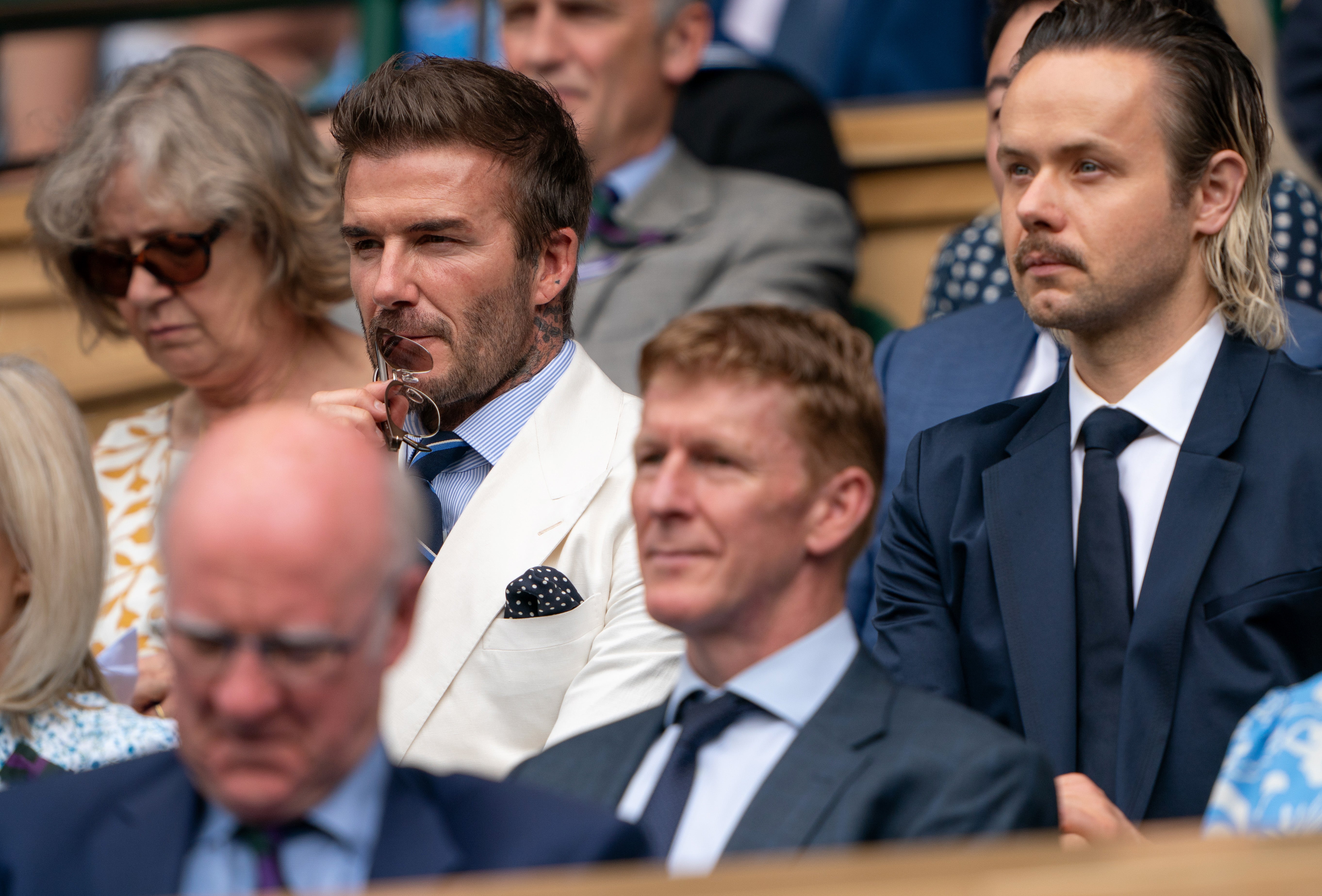 David Beckham and Tim Peake in the Royal Box at Wimbledon on Friday 9 July