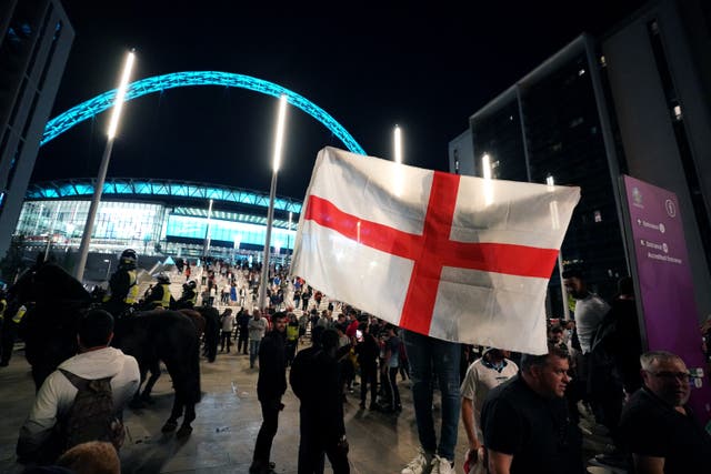 England fans outside Wembley Stadium after England qualified for the Euro 2020 final