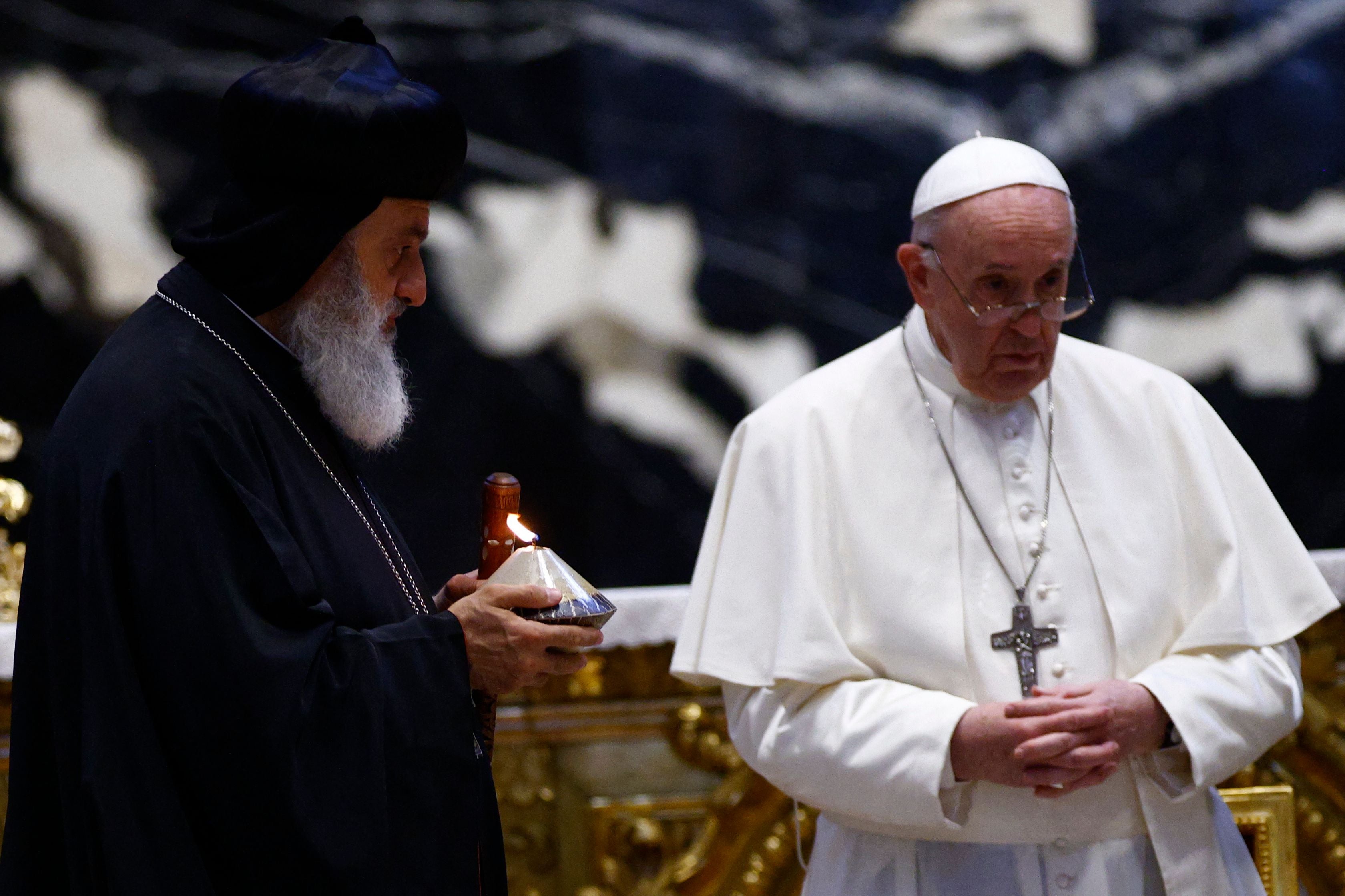 The Pope leading prayers for Lebanon on 1 July at St Peter’s Basilica