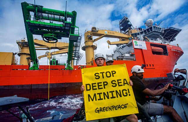 <p>A Greenpeace protest over deep sea mining </p>