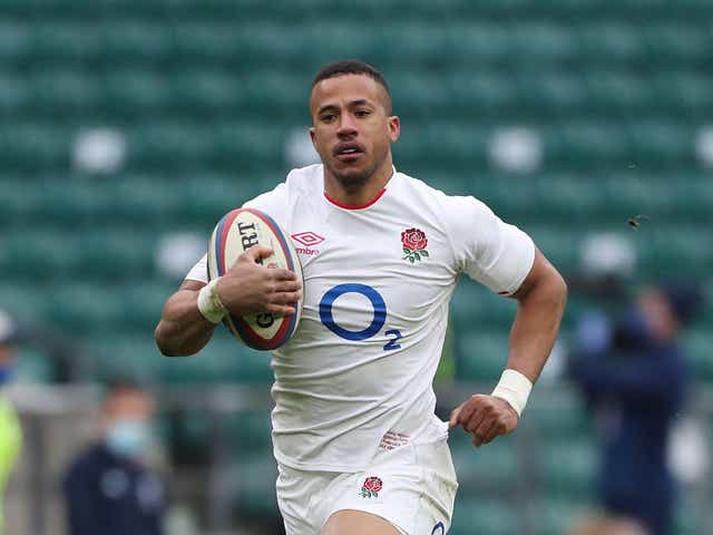 <p>Anthony Watson in action for England</p>