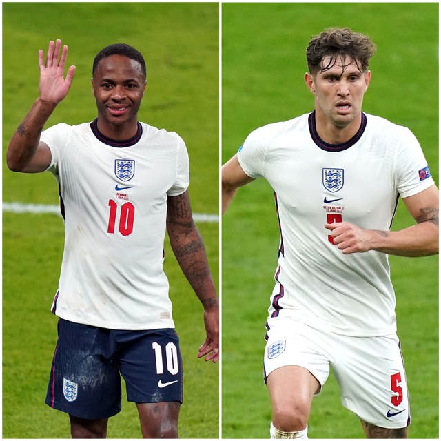 <p>Raheem Sterling and John Stones</p>