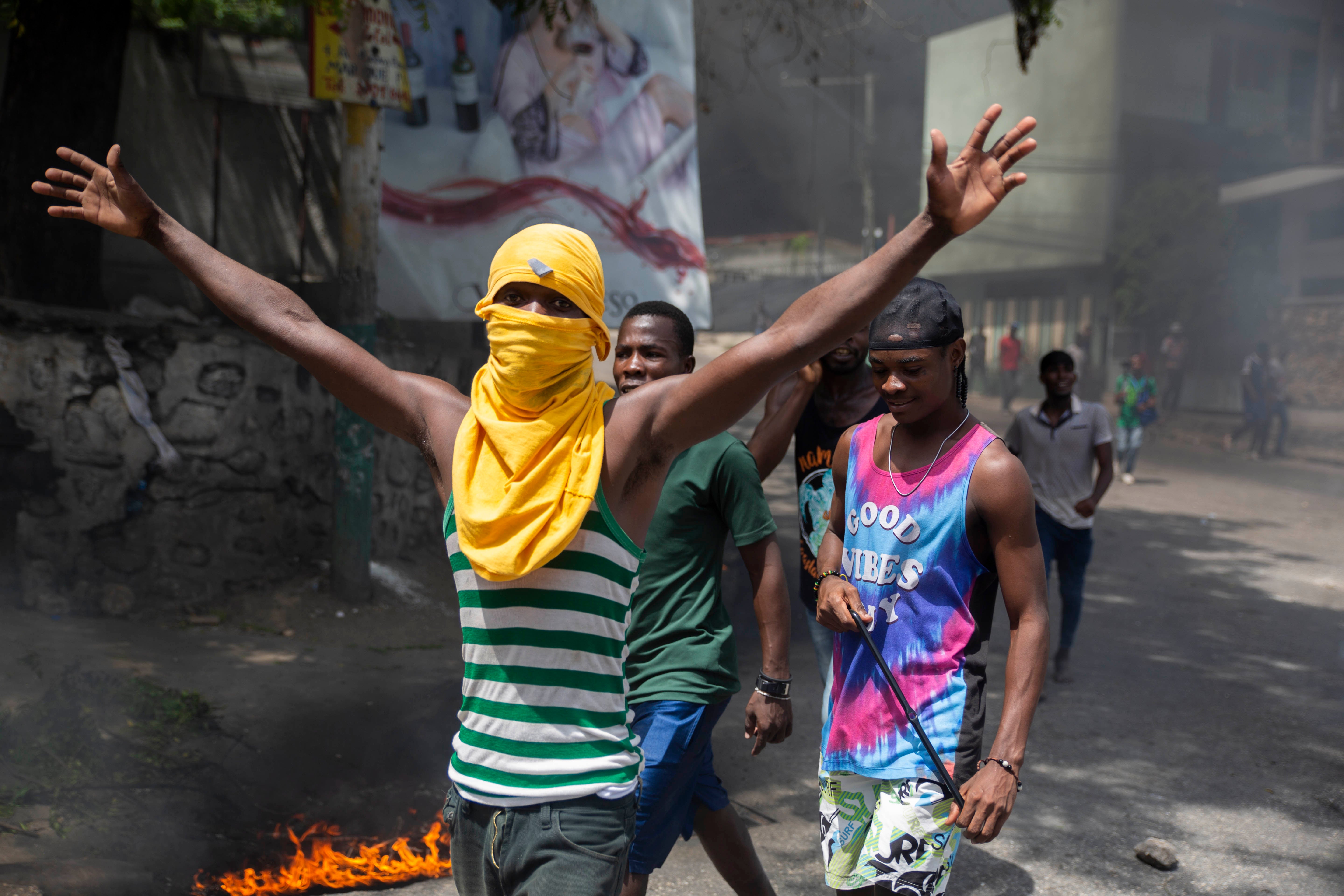 People protest in Port-au-Prince after the assassination of Haitian president Jovenel Moise