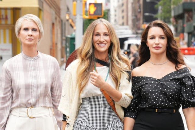 <p>Cynthia Nixon, Sarah Jessica Parker, and Kristin Davis in the upcoming ‘Sex and the City’ revival ‘ And Just Like That...'</p>
