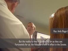 Republicans caught on camera telling activists to thank Sinema and Manchin for not touching filibuster: ‘Without that we’d be dead meat’