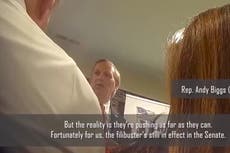 Republicans caught on camera telling activists to thank Sinema and Manchin for not touching filibuster: ‘Without that we’d be dead meat’