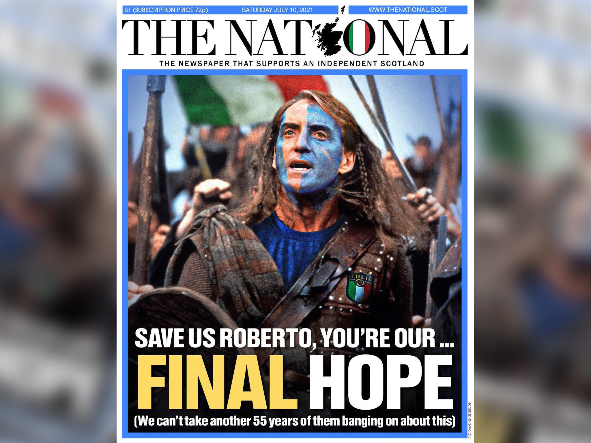 Bravissimo Heart: Italian manager Roberto Mancini depicted as the new William Wallace