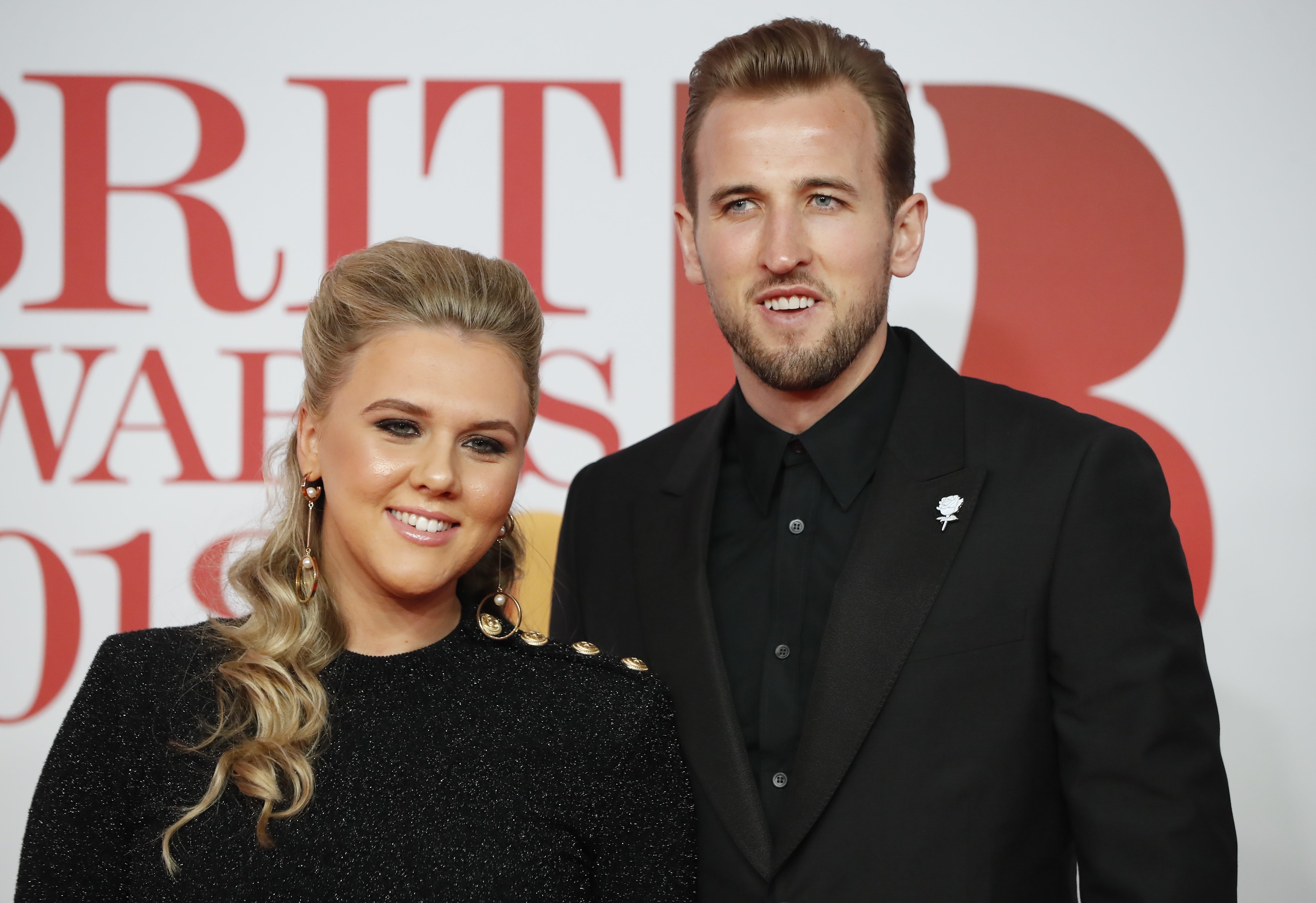 Kane and his wife Katie Goodland at the Brit Awards 2018