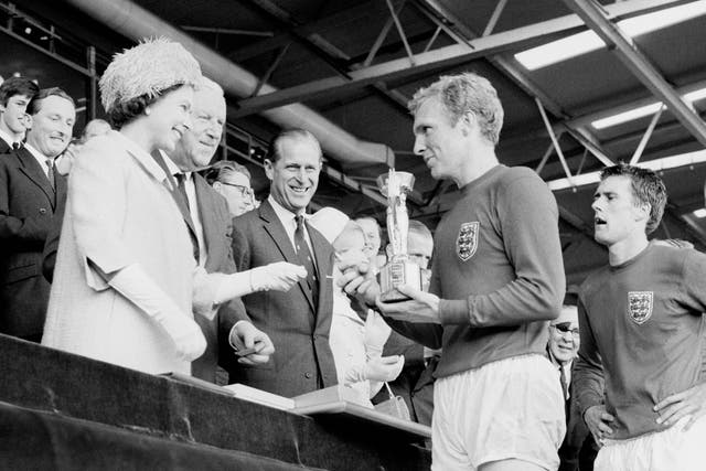 The Queen has recalled presenting England captain Sir Bobby Moore with the World Cup in 1966, as she wished the current team luck in the Euros final