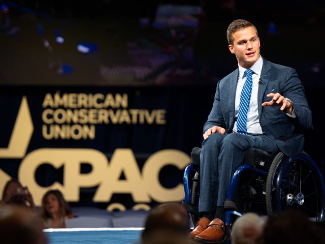 <p>Rep Madison Cawthorn (R-NC) speaks during the Conservative Political Action Conference CPAC held at the Hilton Anatole on 9 July, 2021 in Dallas, Texas.</p>