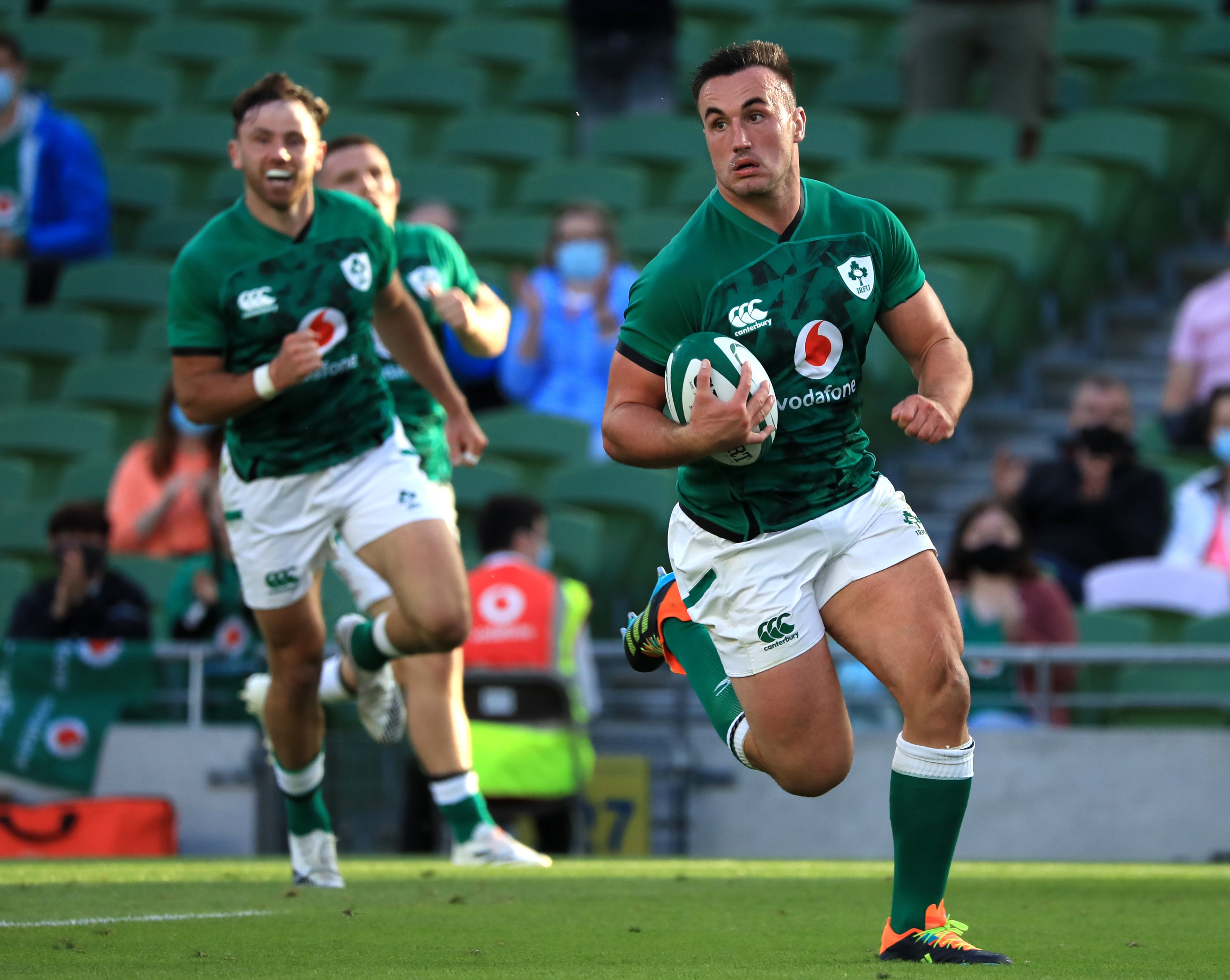 Ireland’s Ronan Kelleher, right, claimed four tries against the United States