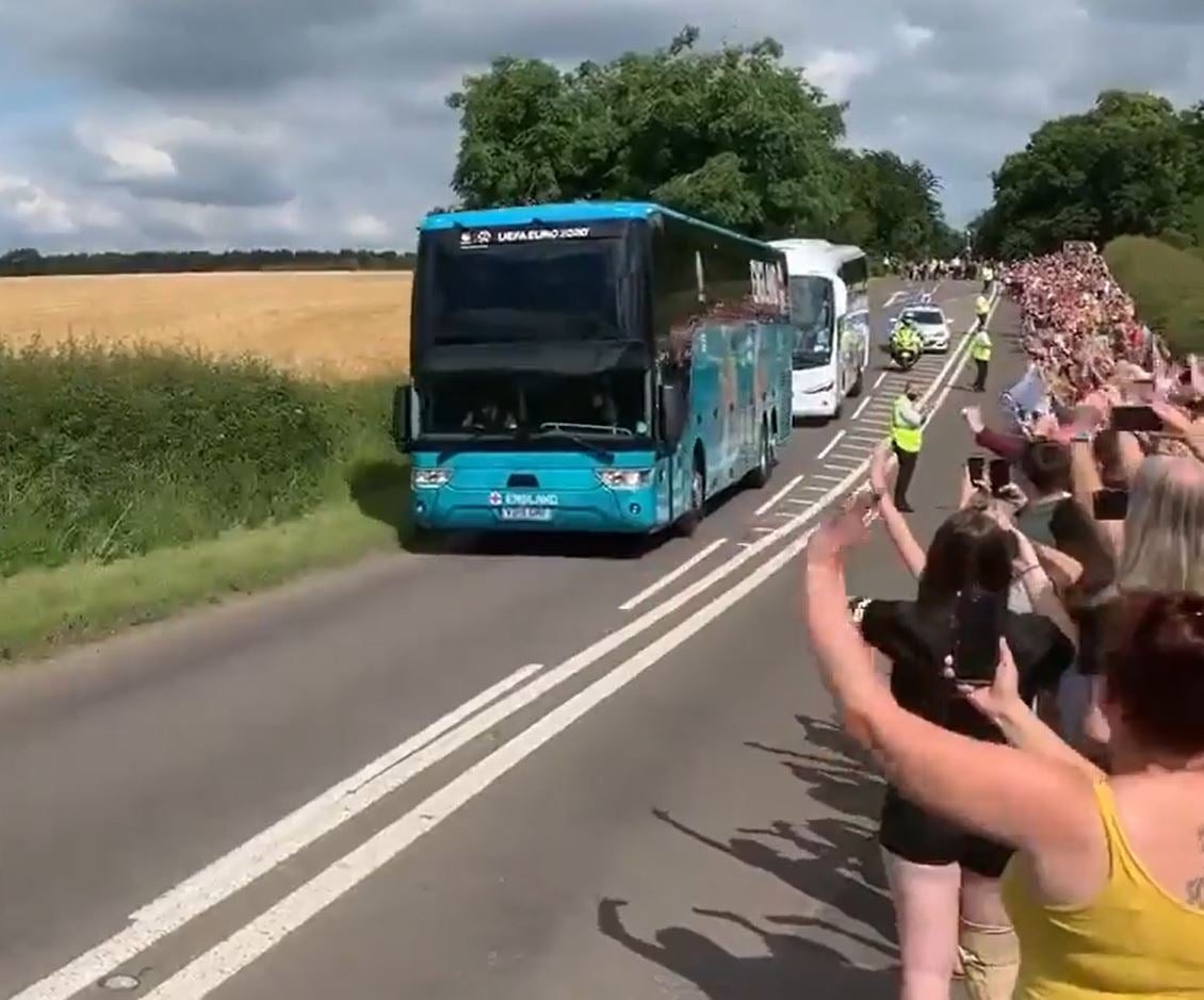 Fans lined roads near the England training centre in Staffordshire