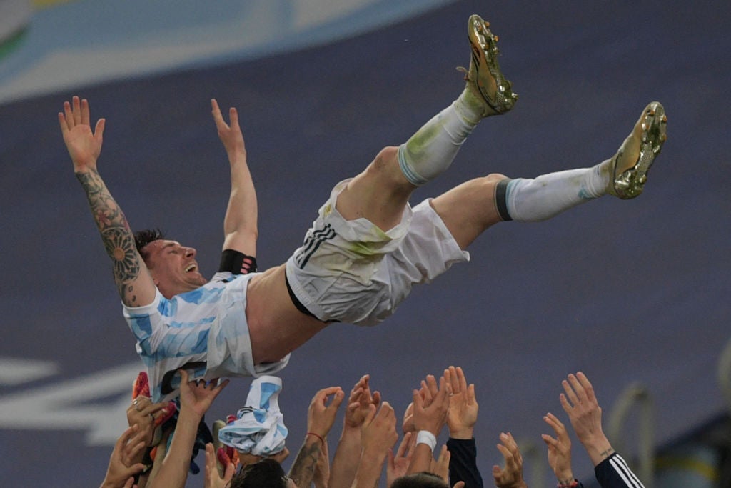 Top performer: Messi celebrates with Argentina