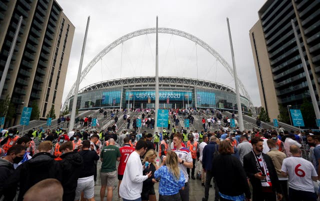 General view of fans entering Wembley