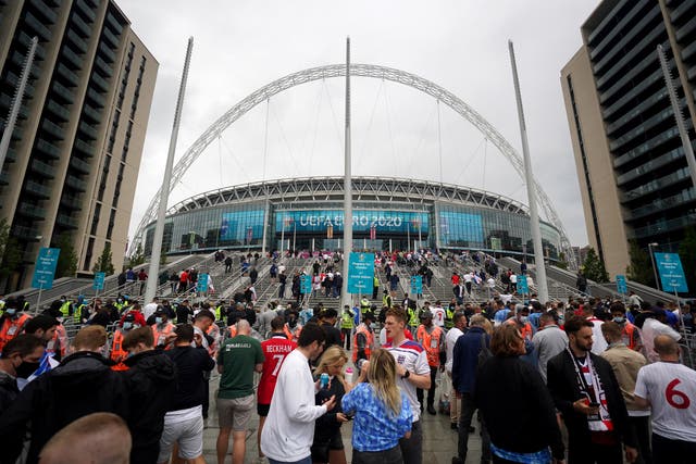 General view of fans entering Wembley