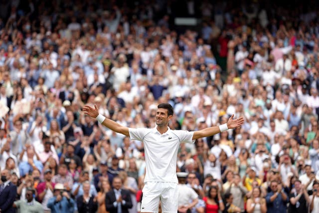 Novak Djokovic celebrates winning his 20th grand slam title