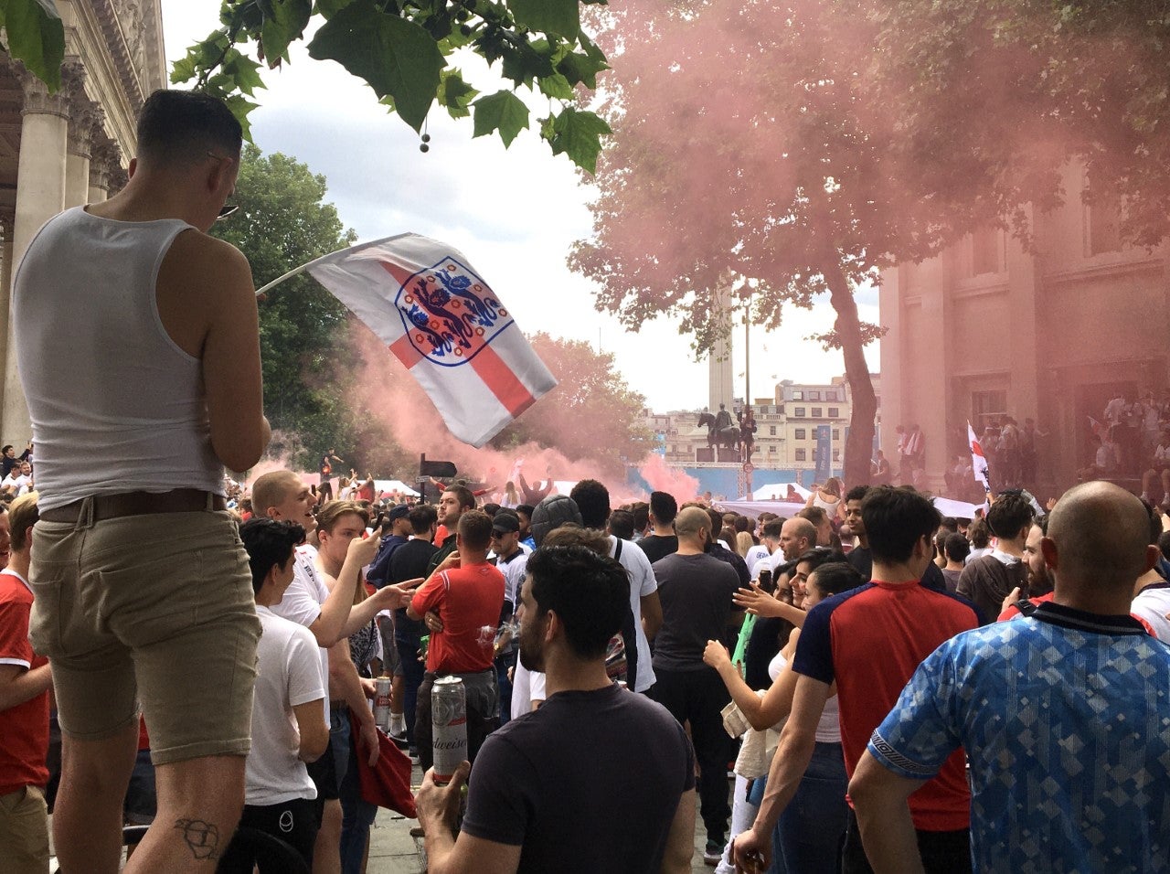England fans thronged Leicester Square in central London before the Euro 2020 final at Wembley