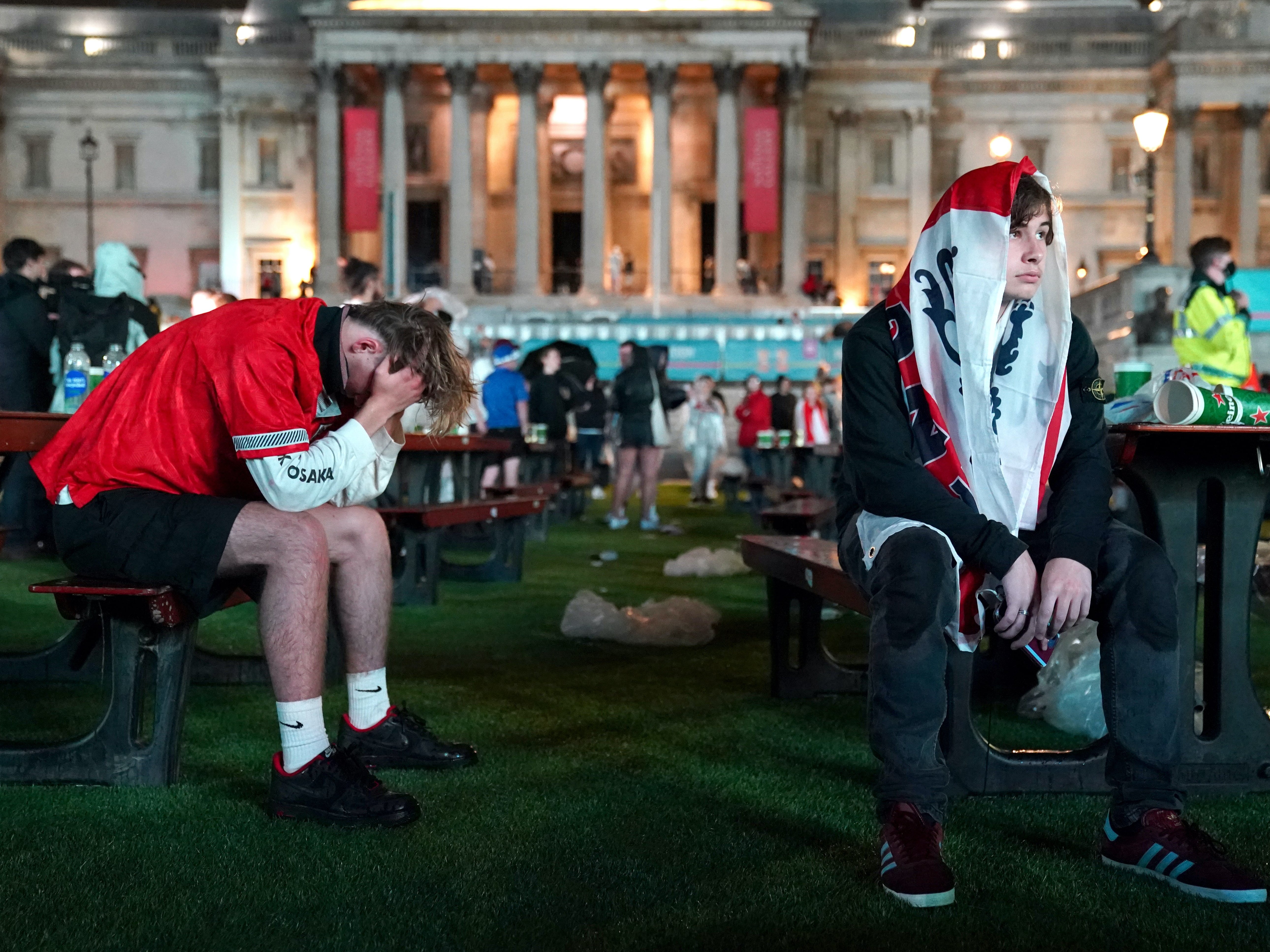 Dejection at Trafalgar Square after England lose