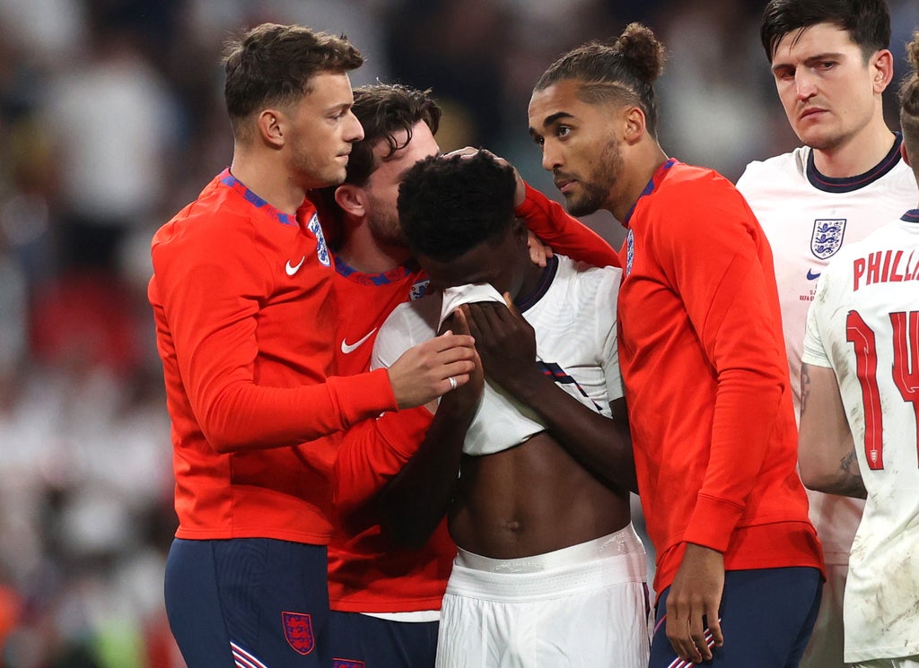 ‘Love always wins’: Bukayo Saka responds to racist abuse after England’s Euro 2020 final defeat