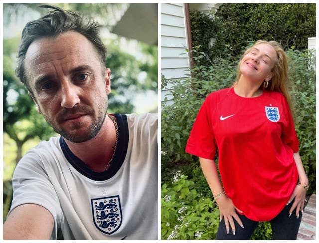 <p>Tom Felton and Adele were among the stars sending their commiserations to England</p>