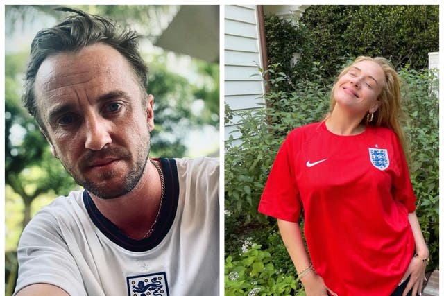 <p>Tom Felton and Adele were among the stars sending their commiserations to England</p>