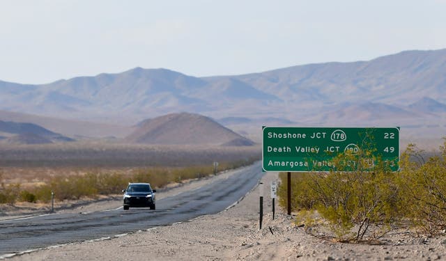 <p>File: A vehicle drives through Death Valley, California, on 11 July 2021 where temperatures hit more than 120 degrees this weekend</p>