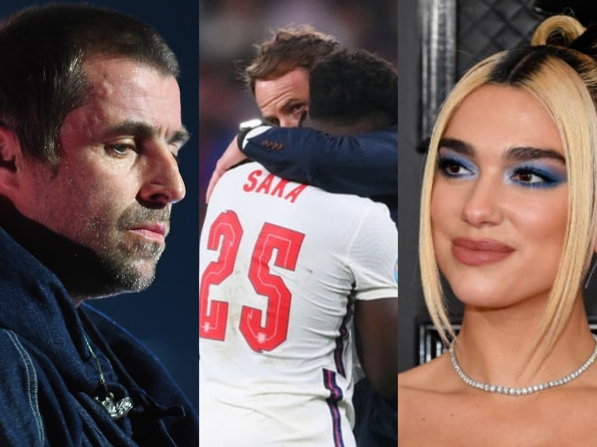 Liam Gallagher, Dua Lipa and Anne-Marie among celebrities to support Saka amid racist abuse