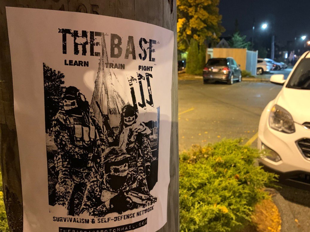 A poster recruiting for neo-Nazi militant group The Base, which was posted by a supporter in the US and shared on its Telegram channel