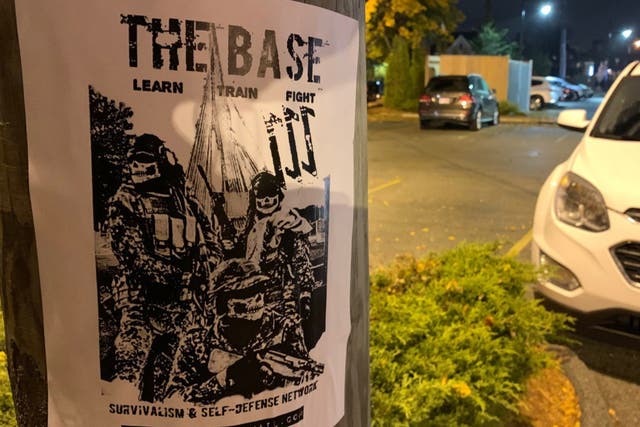 <p>A poster recruiting for neo-Nazi militant group The Base, which was posted by a supporter in the US and shared on its Telegram channel</p>