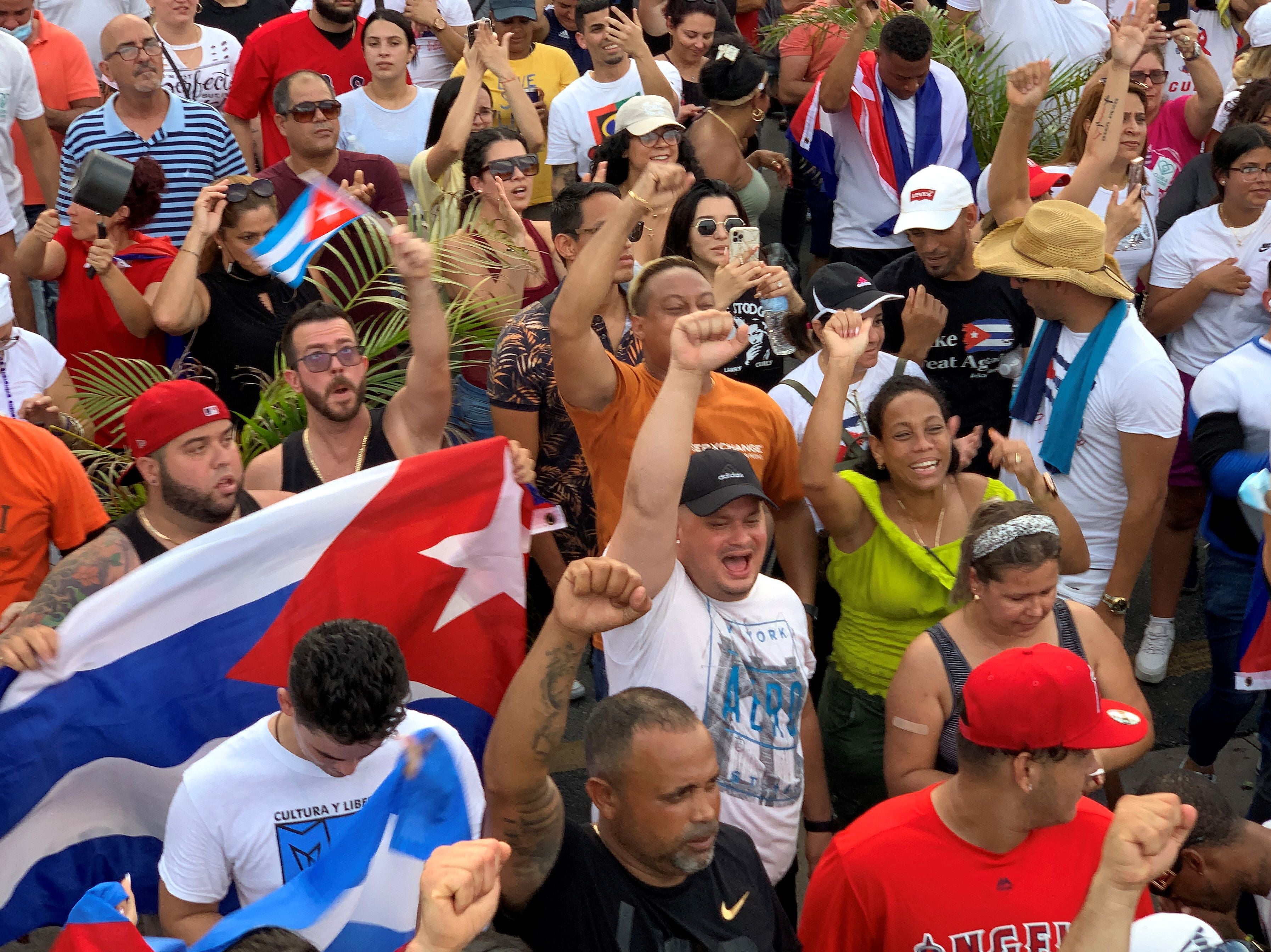 Cuba protests spread to Miami as president threatens ‘battle in the streets’