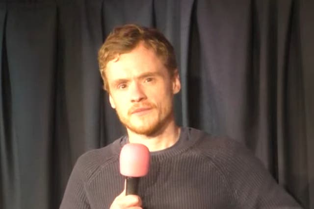 <p>Andrew Lawrence, as seen while performing a stand-up set before lockdown</p>