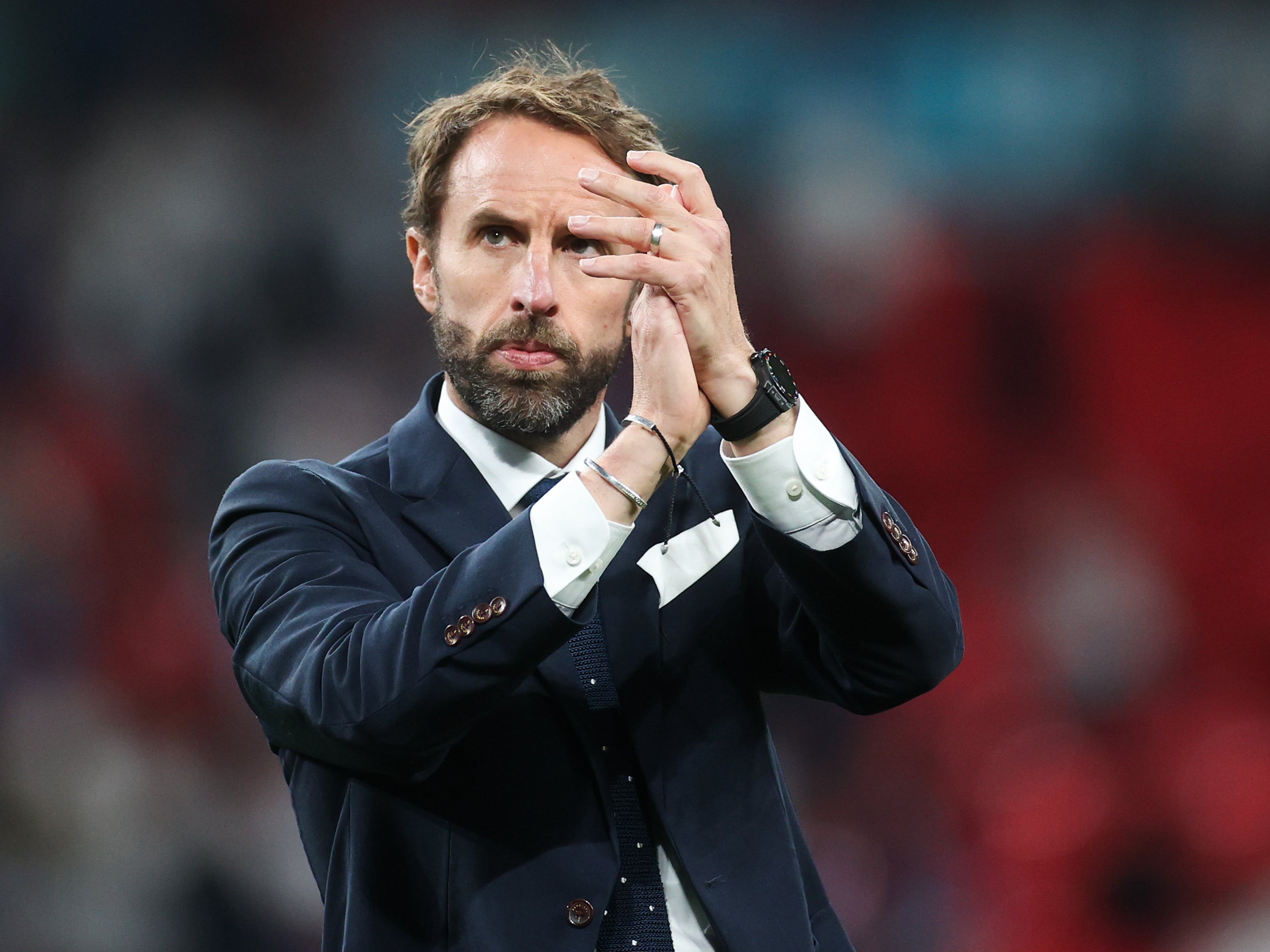 Gareth Southgate applauds fans after the Euro 2020 final